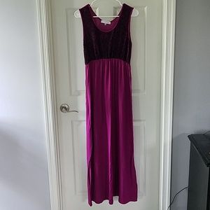 Can't Wait maternity dress, purple with black lace